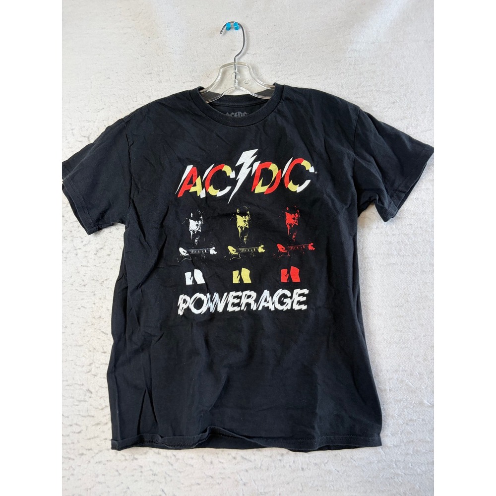 AC/DC Powerage Graphic T-Shirt Mens M Black Short Sleeve Band Tee Rock‎
